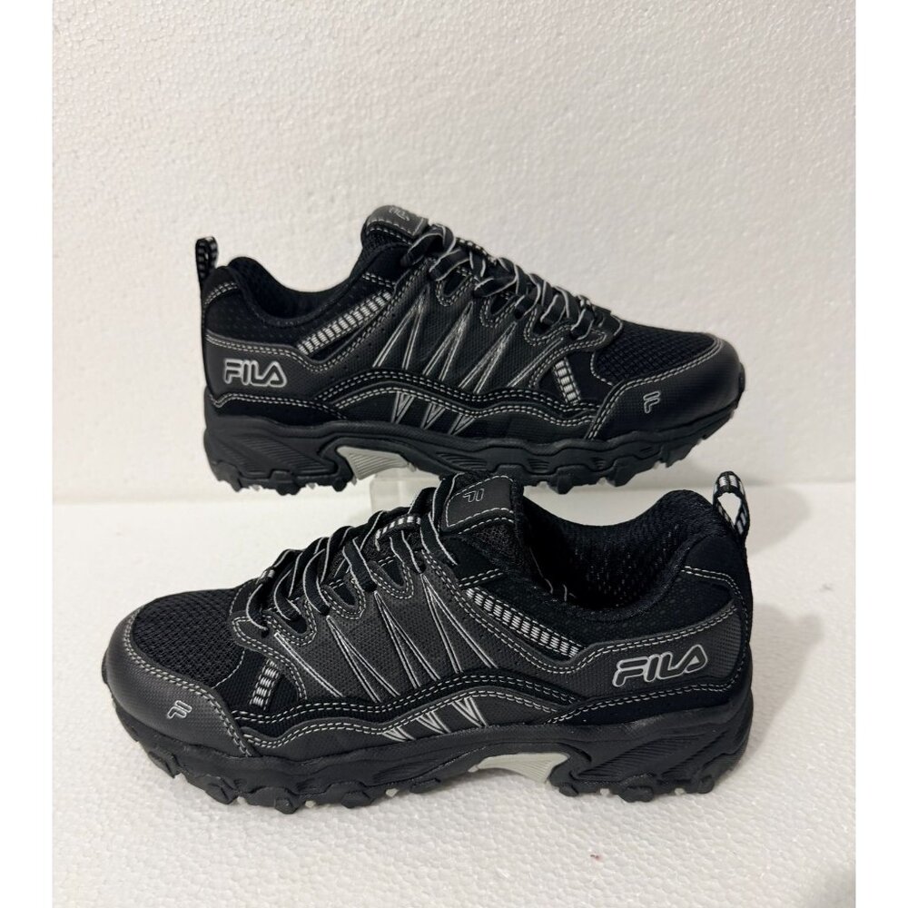 Fila Kids Trail Running Shoes Black Size 4.5 US Lace-Up Mesh Breathable Design D - Picture 2 of 12